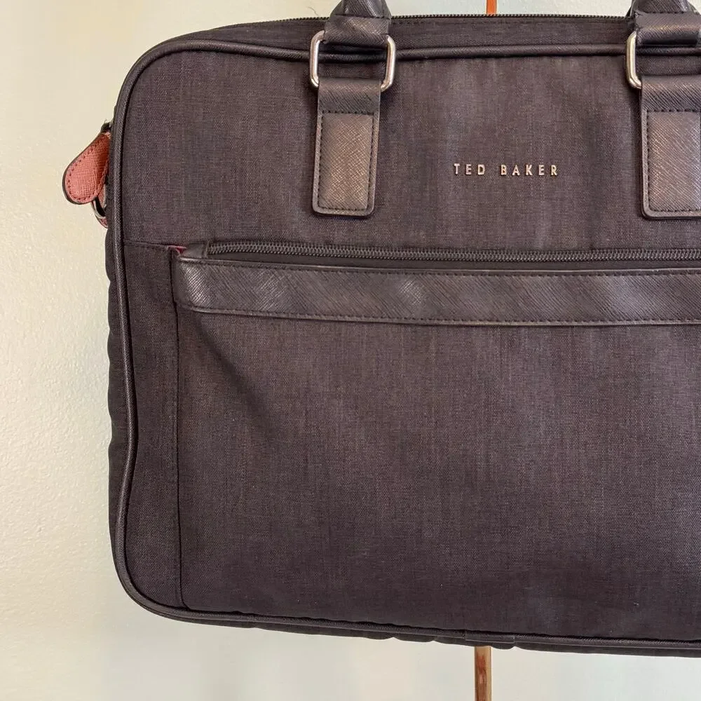 Ted Baker Briefcase Document Messenger Bag Laptop Black 12X15.5 Inches